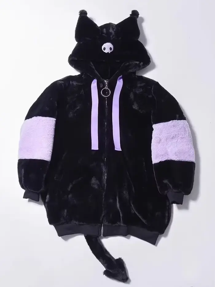 Mauroicardi hiver épais chaud doux mignon violet et noir couleur bloc fausse fourrure manteau femmes