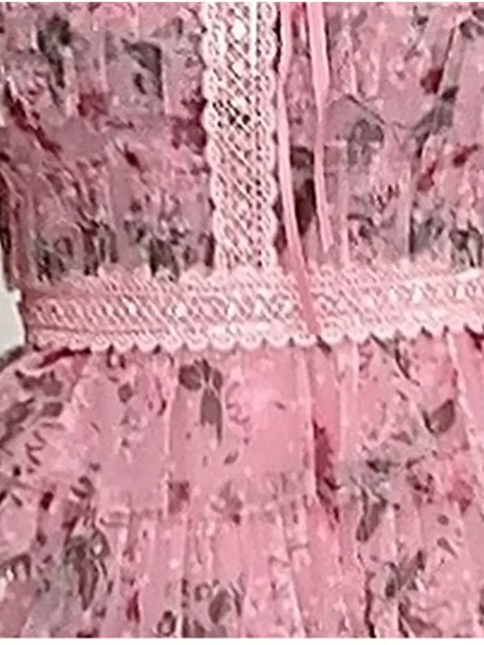SMTHMA-Robe d'été légère à col perlé pour femme, robes de gâteau de style doux exquis, patchwork imp