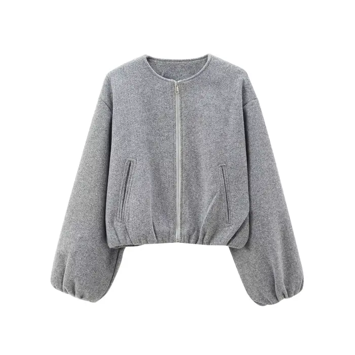 MUJER červená zipsová bomber bunda pre ženy mäkká skrátená