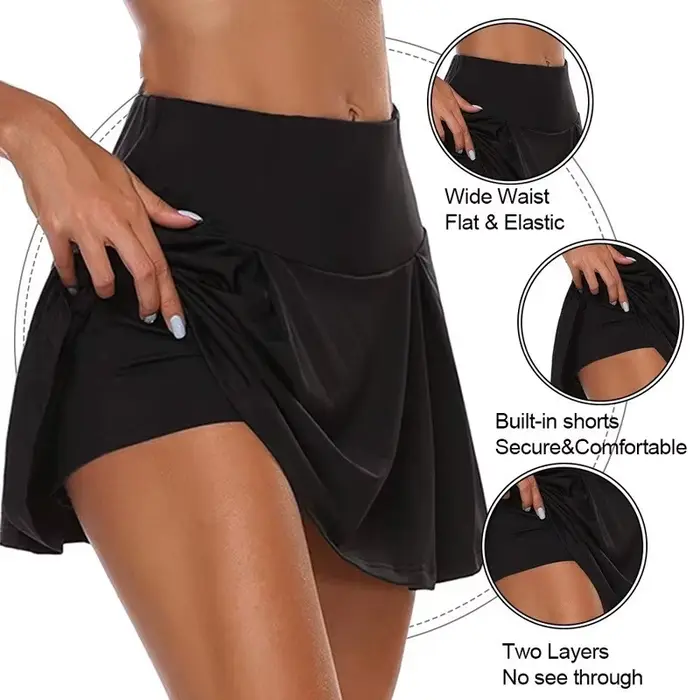 Été femmes Sprints Tennis danse Fitness jupes courtes séchage rapide solide femme doublure taille ha