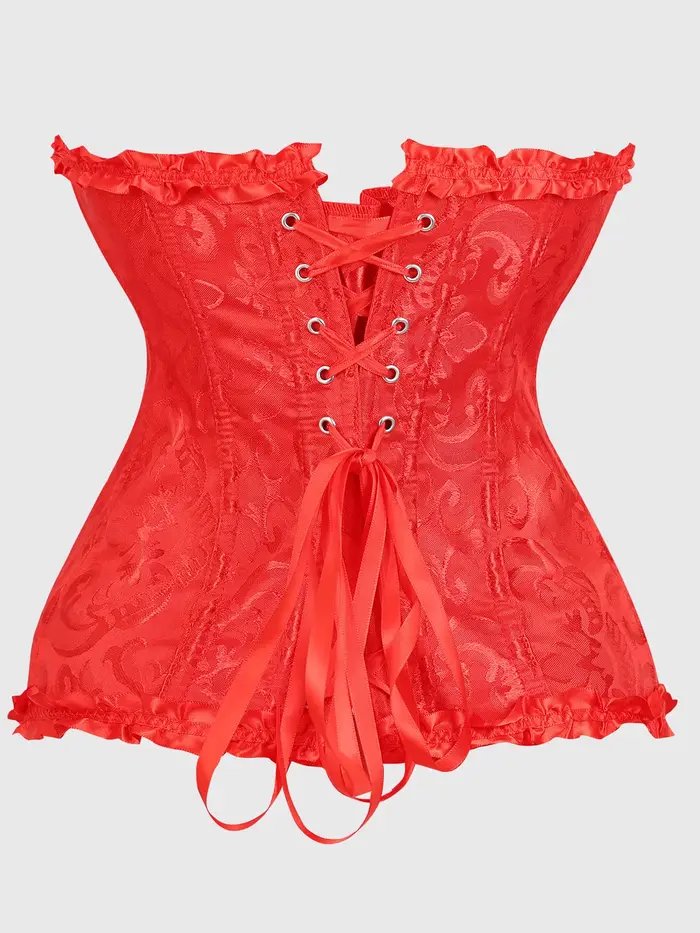 Červený jacquard korzetový top
