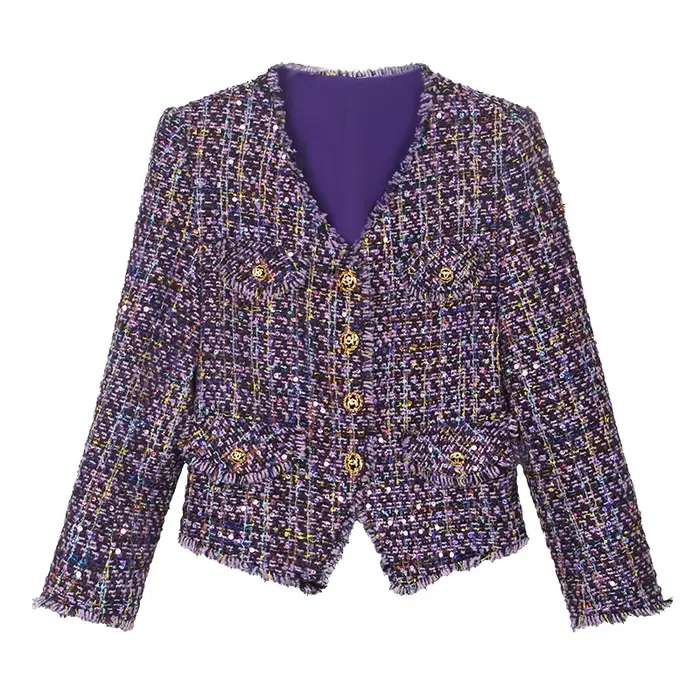 Veste en tweed peigné à la main, haut de gamme, design décontracté, élégant, à la mode, nouveau styl