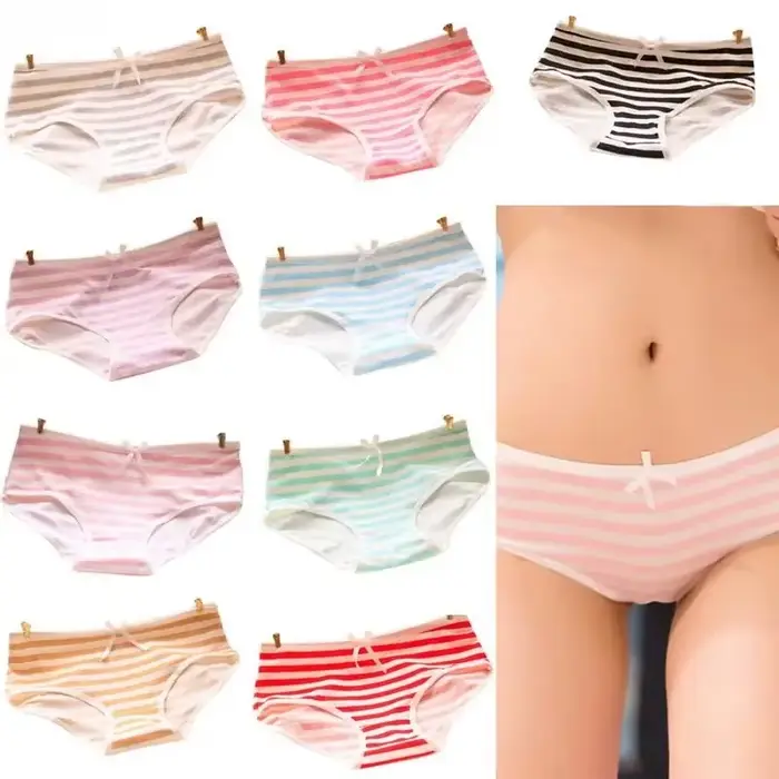 Sexy a roztomilé nohavičky pre ženy, námorníctvo pruhované nohavičky s motýlik, tanga, pekné nohavičky pre ženy, bavlnené nohavičky