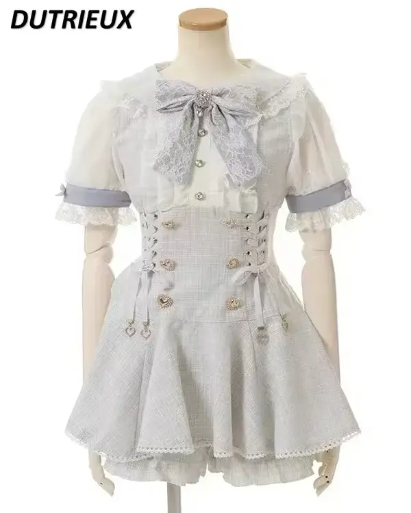 Vêtements Lolita japonais Mine, chemise à manches courtes et Short, ensemble pour femmes, doux et mi