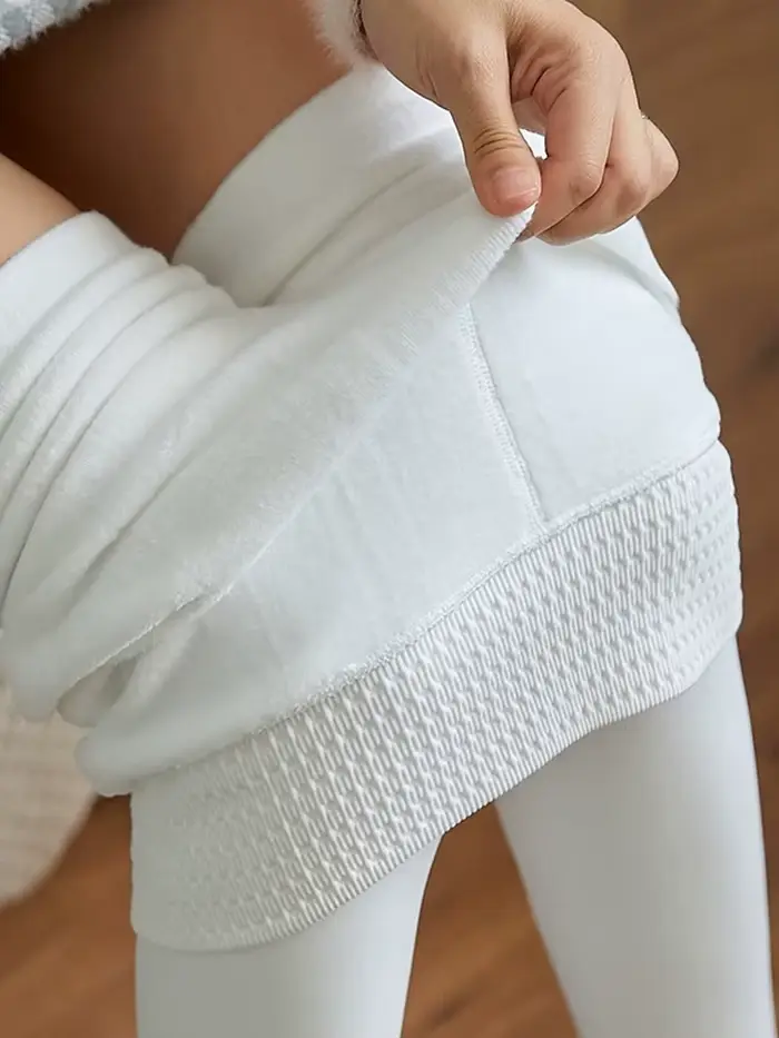 Femmes hiver Leggings blanc taille haute serré chaud Legging entraînement épais thermique collants S
