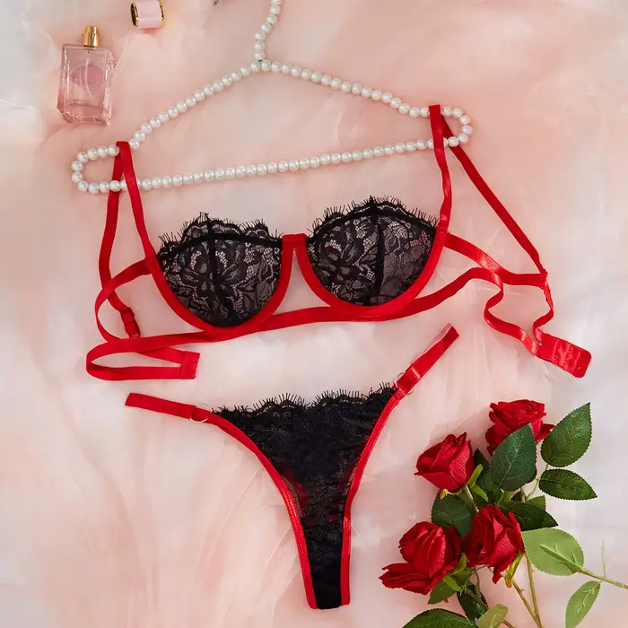 Babydoll sada podprsenka a nohavičky sexy intímna čipka otvorená priehľadná