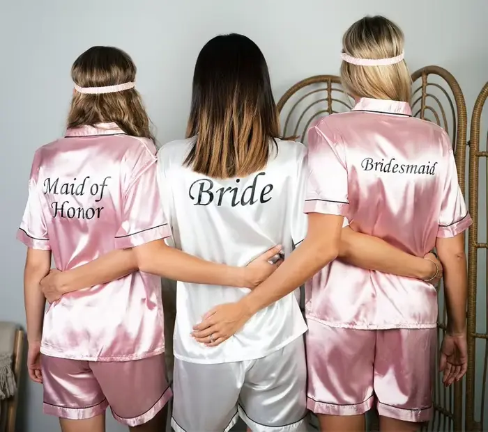 Pyjama en satin doux et sportif pour femmes, nuit de mariage, cérémonie de fiançailles, demoiselles d'honneur et soirées spéciales