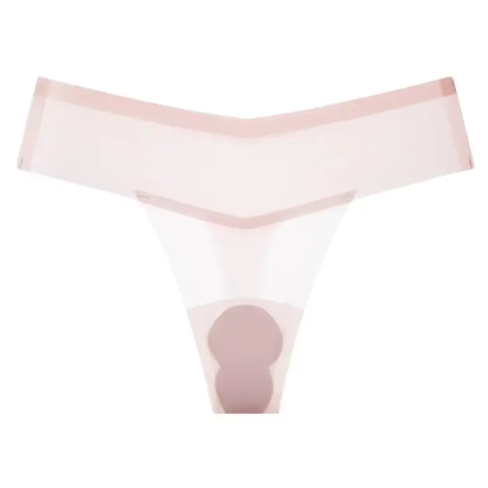 Culotte string transparente en soie glacée pour yoga et fitness, sous-vêtement fin anti-embarras, ta