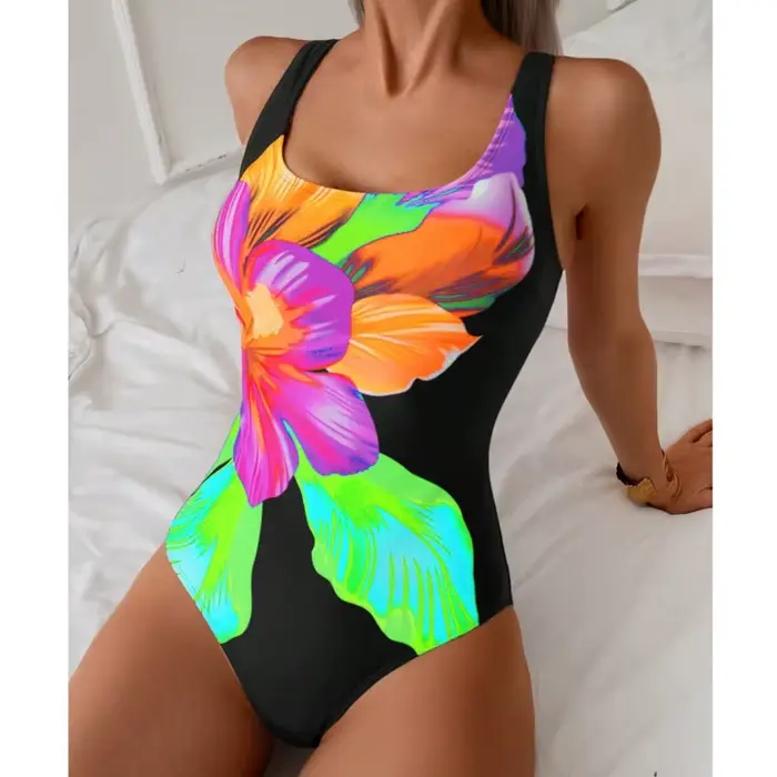 Letná potlač Sexy jednodielne plavky pre ženy Push Up plavkové oblečenie na plávanie body