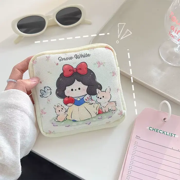 Sac à tampons et serviettes hygiéniques en polyester avec motif de dessin animé pour femmes et étudiantes occasions quotidiennes et spéciales