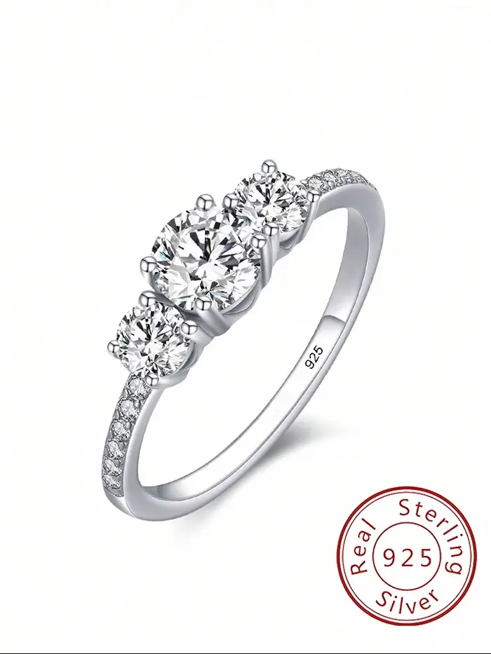 Bague ronde en argent Sterling 925 pour femmes, classique, mode, Zircon 0,5 ct, anniversaire, fiança