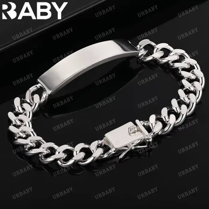 URBABY – Štvorcový retiazkový náramok z rýdzeho striebra 925 pre ženy
