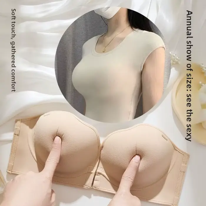 Push-up podprsenka bez ramienok s hrúbkou 12 cm s predným zapínaním na svadbu