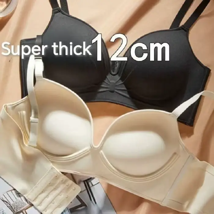 Super hustá push-up podprsenka pre ploché prsia a malé rozmery, bezdrôtové pohodlie, push-up efekt a enhancer, 12 cm hrubé šálky pre malé prsia, každodenné ženské spodná bielizeň