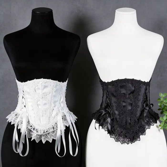 Corset gothique en dentelle pour femme avec baleines de soutien, amincissant, dos lacé, style Lolita, costume de scène, style cour vintage