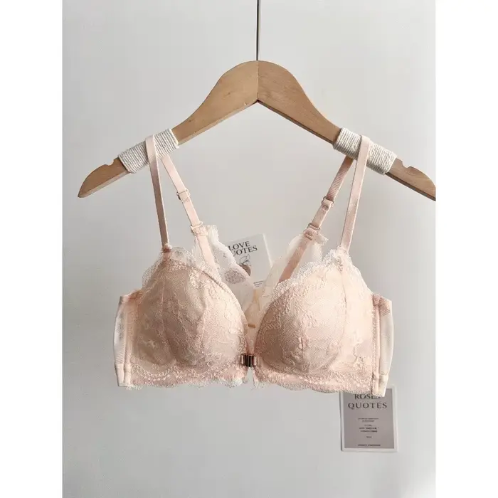 Dámske čipky podprsenka Set s malým hrudníkom, predné uzavretie, bez kostic, elegantný späť, Push-up, spodná bielizeň Soft pre každý deň, veľkosť 32-38AB