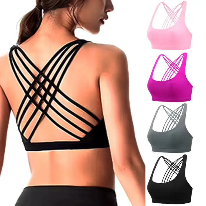 Dámska športová podprsenka z elastanového polyamidového push-up kríža pre fitness jogu každodenné príležitosti