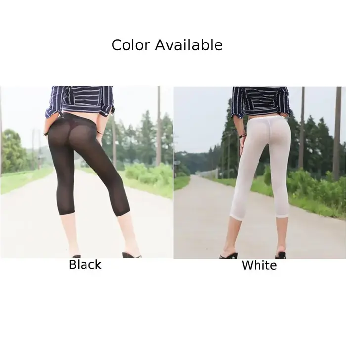Pantalon court transparent à haute élasticité pour femmes, leggings transparents, vêtements d'été ba