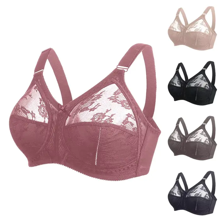 Plus veľkosť čipky Minimizer podprsenka pre ženy, sexy, bez podšívky, plné pokrytie, ultra tenké, bezdrôtové, vybavené popruhy, spodná bielizeň Subjectador