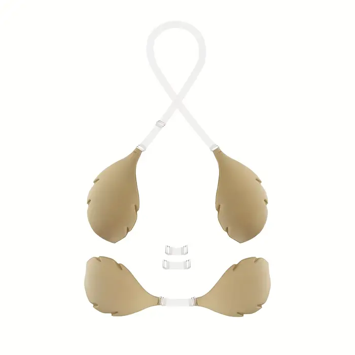 Soutien-gorge Invisible en Silicone avec bandoulière, couvre-mamelon, pétales de poitrine adhésifs r
