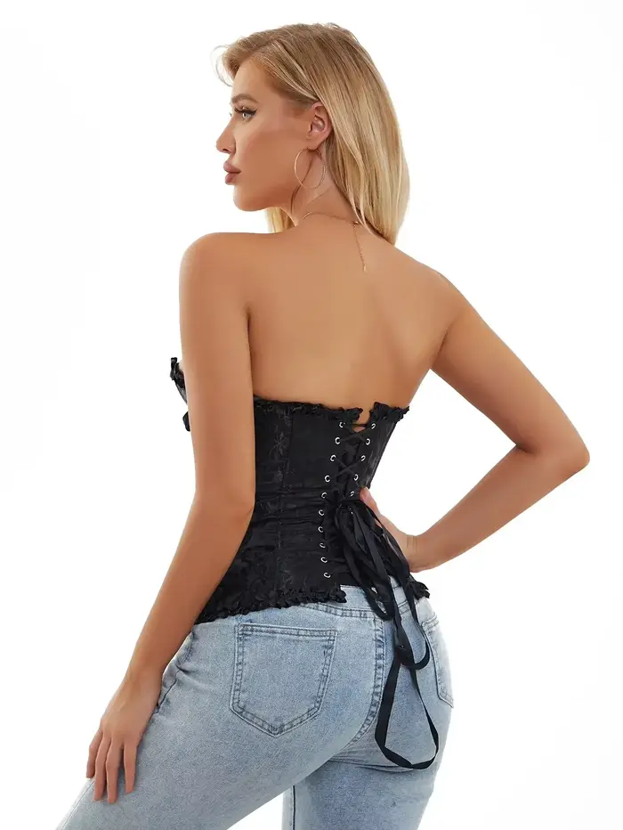 Corset vintages gothique en polyester et élasthanne avec motif floral jacquard pour femmes occasions spéciales et quotidiennes