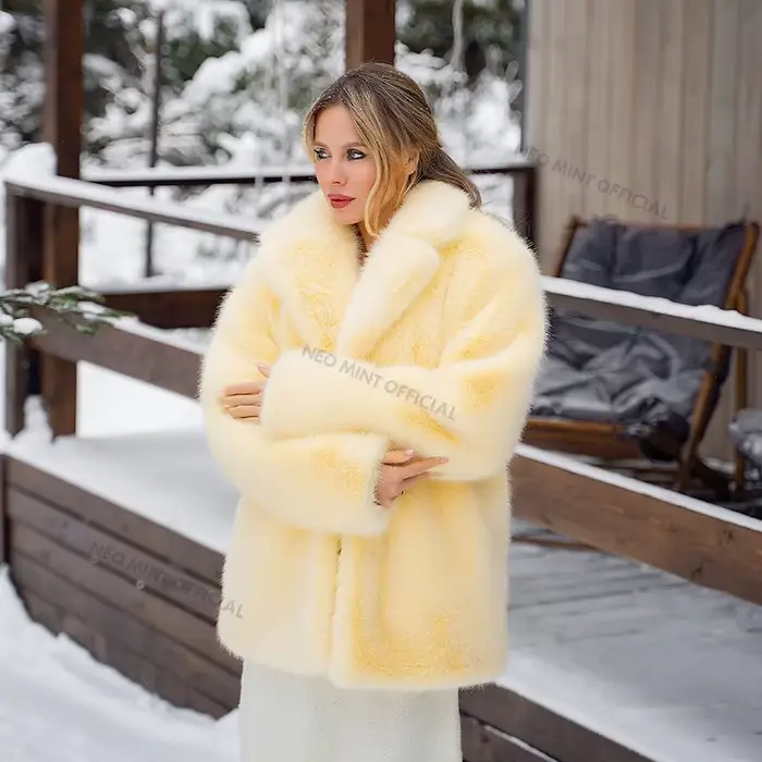 Dámska Neo Mint luxusná umelá kožušina, líška, rolák, jesenná zimná srsť, špeciálne príležitosti, elegancia a pohodlie