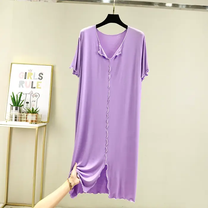 Letná modálna nočná košeľa žena nové príležitostné V-Neck ženy nočné košele pohodlné nočné košele Plus veľkosť domáce oblečenie L-2XL