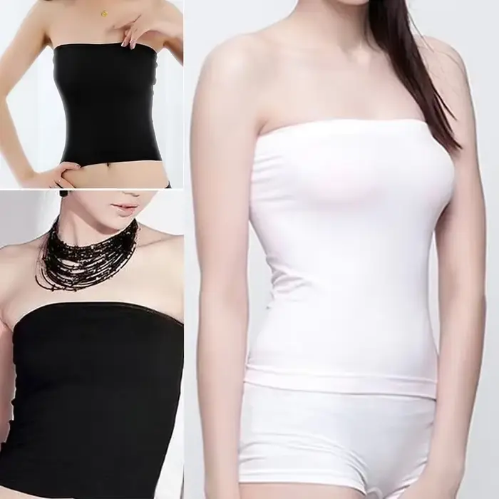 Dámske Tubular Top, módne korzet, základné prekrytie, pružný, obyčajný, bez ramienok, bezšvové, krátke tričko, body