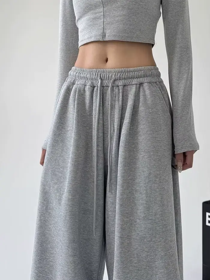 Y2K Harajuku široké nohavice na jogging pre ženy Streetwear Baggy oversized sivé športové