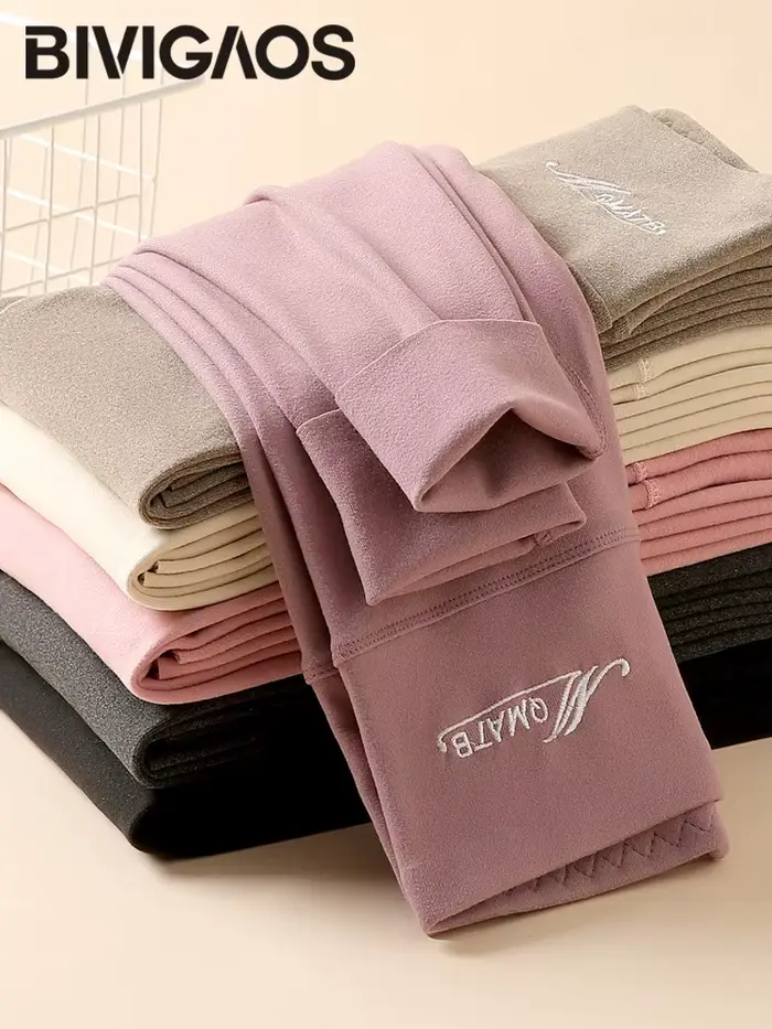 Legíny BIVIGAOS Polyester Elastan Čierna Khaki Fialová Ružová Šedá Príležitostné Jeseň Zimné Polar Bezšvové Veľkosti M L XL