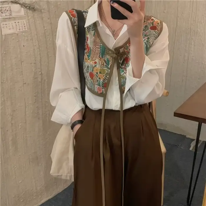 Dámske krátke vesty Vintage Chic kórejský štýl menšinový streetwear ležérny bez rukávov voľný odev osobnosť