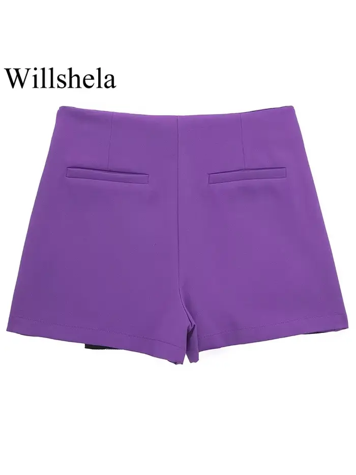 Willshela dámske módne pevné asymetrické bočné zipsové sukne šortky Vintage vysoký pás žena Chic dáma