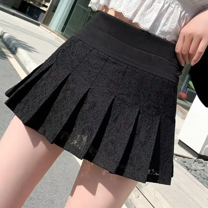 Príležitostný štýl Polyester čipka sukne pre ženy letné ríše pás Mini-dĺžka Slim Fit