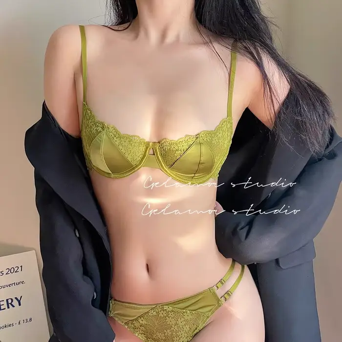 Sexy podprsenka a nohavičky z polyesteru s čipkou pre ženy, pol šálky, nastaviteľné popruhy, pre špeciálne príležitosti a každý deň