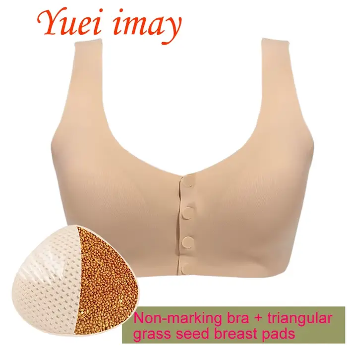 Soutien-gorge à boutons avant post-mastectomie, soutien-gorge triangulaire avec coussinets en forme 