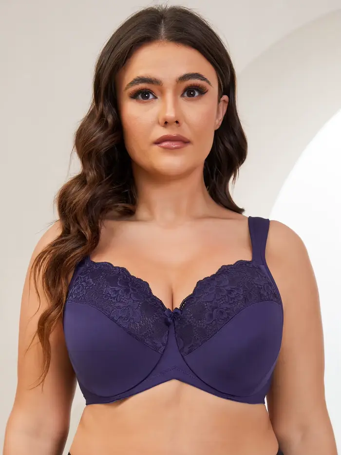 Soutien-gorge à armatures à couverture complète pour femmes, minimiseur, grande taille, dentelle, sa