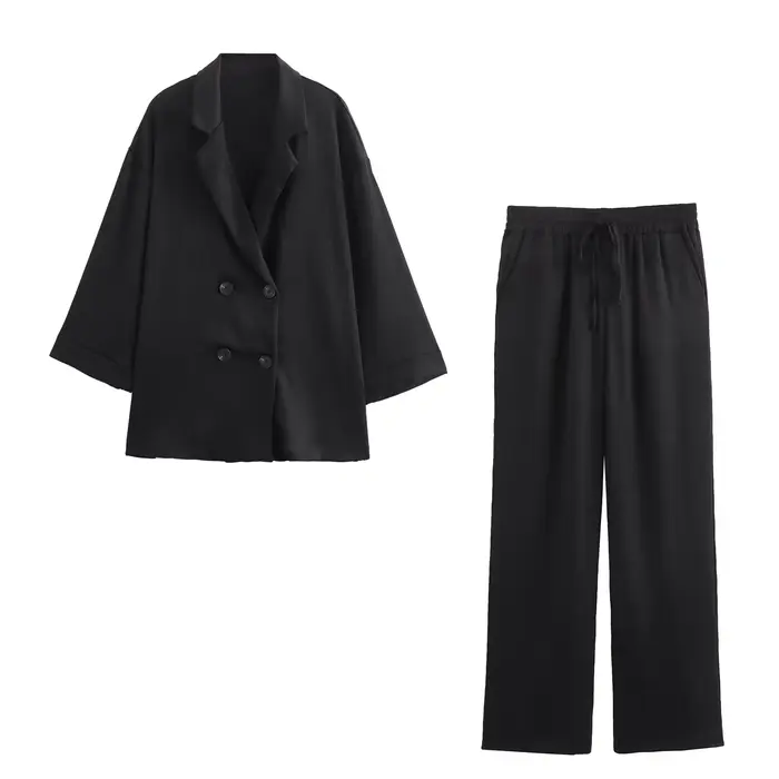 Ensemble veste et pantalon décontractés pour femmes, déformés, trempés, à la mode, style européen et