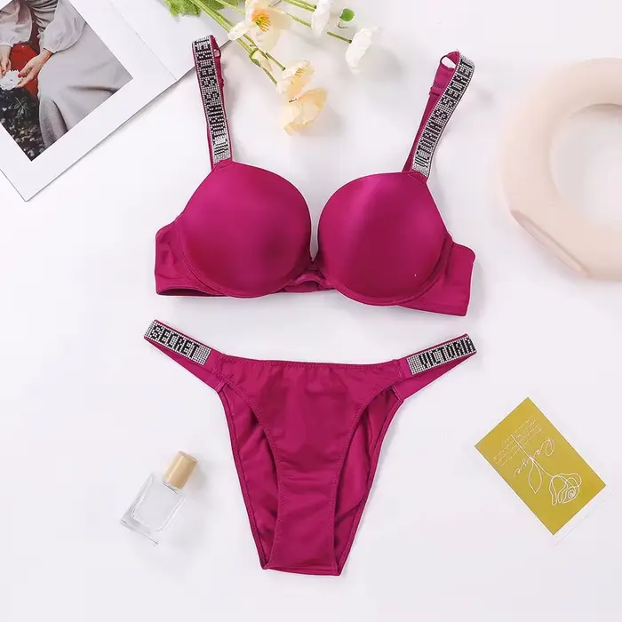 Victoria's Secret sexy spodná bielizeň set, podprsenka a nohavičky, push-up, klasické spodné prádlo pre ženy, sexy, priedušné, mäkké, všestranné, shapewear