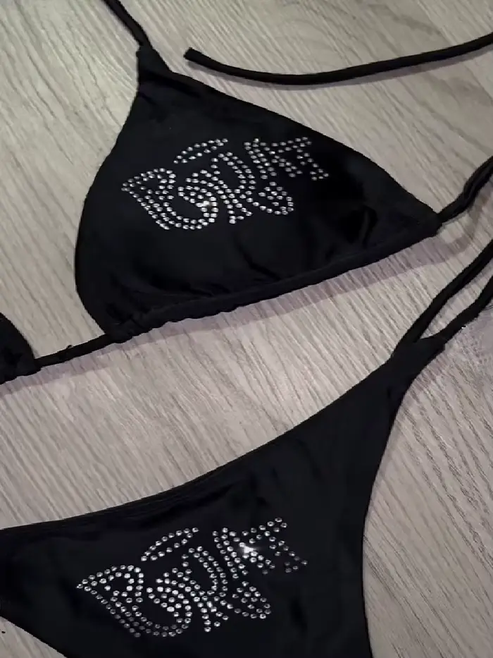 2000s femme Punk nouveau maillot de plage vêtements gothiques BRAT strass impression Grunge maillot 