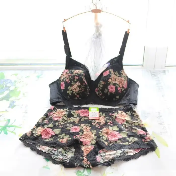 Ensemble de lingerie élégant en nylon et élasthanne avec broderie pour femmes, soutien-gorge push-up minimizer avec fermeture avant, ensembles de lingerie pour occasions spéciales