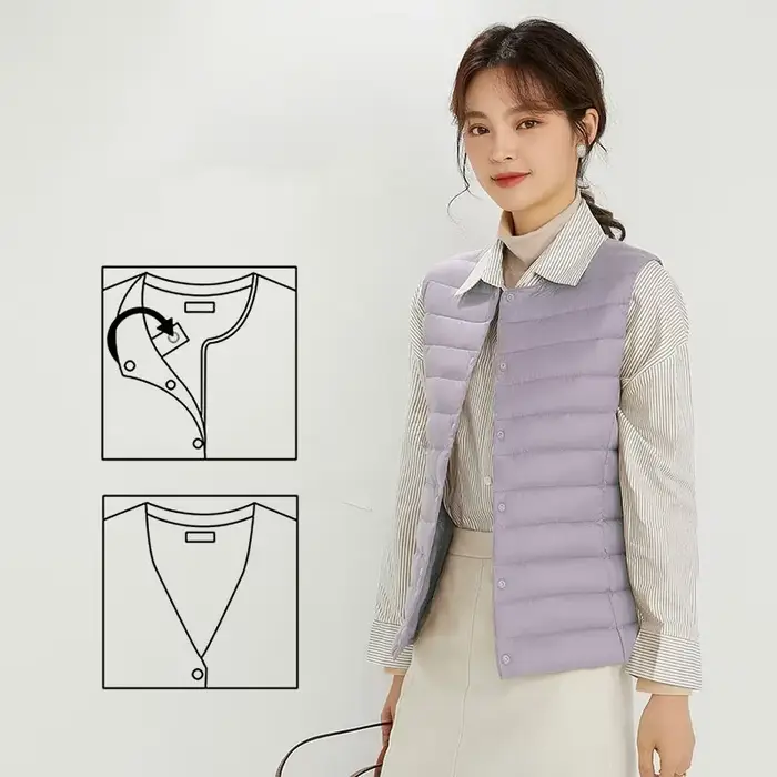 Gilet bouffant sans manches pour femmes, Ultra léger, deux voies, Portable, chaud, sans manches, dou
