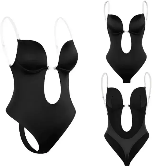 body Neviditeľné ženy tangá Shaper zoštíhľujúci plášť Sexy V krku Hlboký chrbát Polstrovaný korzet Push Up zoštíhľujúci spodná bielizeň