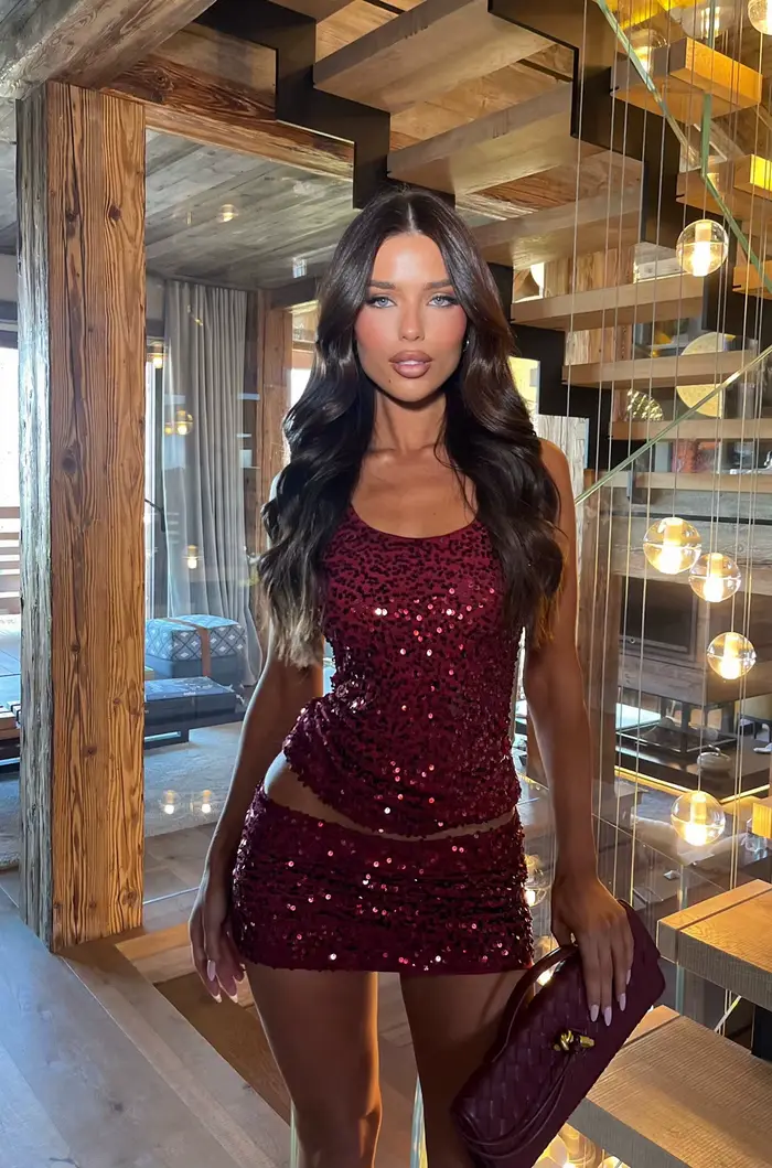 Sexy trblietavá mini sukňa set pre ženy 2026