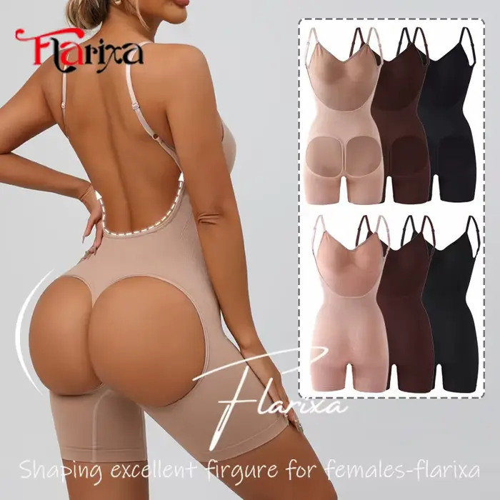 Flarixa Body Gainant Femme Effet Ventre Plat Dos Nu Ajustement Facile Pour Fesses Plus Fermes Occasions Spéciales