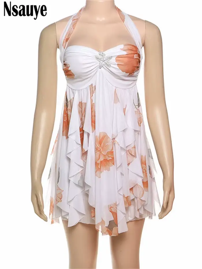 Robe NSAUYE en polyester sexy et club pour femmes, mini sans manches, décolleté haut, coupe montée sur le cou, style hors de l'épaule, silhouette une ligne, occassions spéciales et soirées de gala