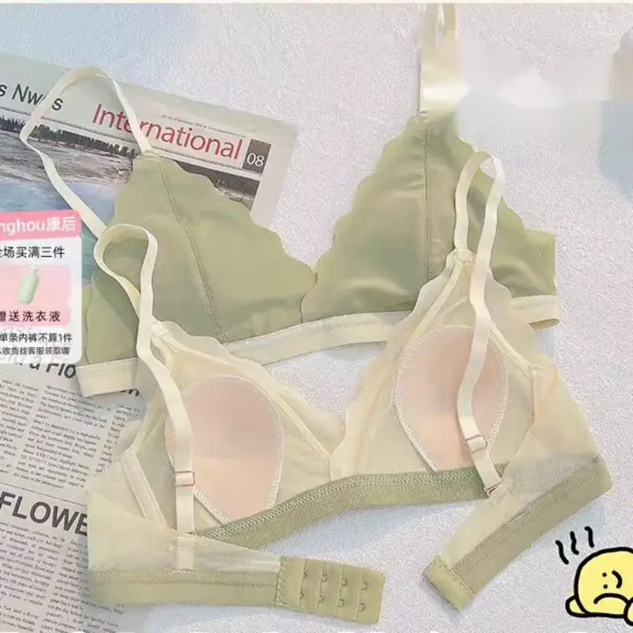 Jemná francúzska romantická čipka Bralette pre ženy, malé králičie ušné podprsenky zhromažďujúce hrudník, mäkká trojuholníková čiapka, oceľový krúžok, bezplatná podprsenka, leto