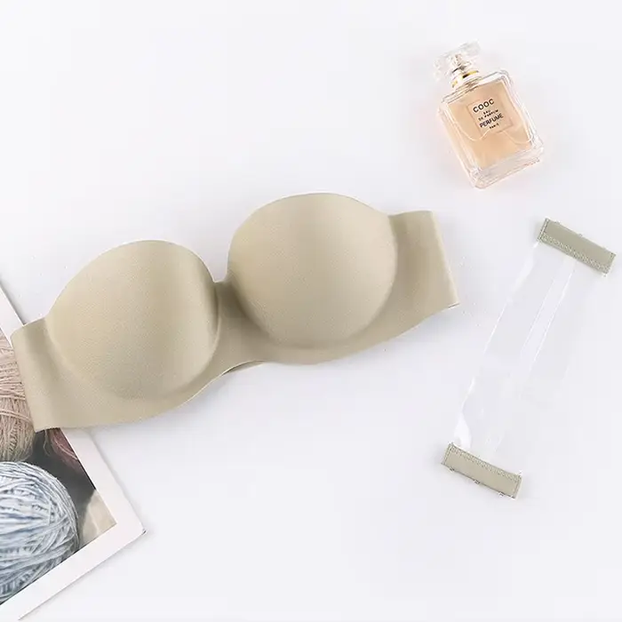 Protišmyková podprsenka bez ramienok pre ženy, neviditeľná, sexy, krásne nálepky na hrudi na zadnej strane, pohodlné zhromažďovanie spodnej bielizne