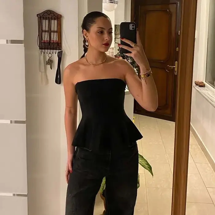 HXAO Corset haut court femmes sans bretelles jaune débardeur été dos nu rose bustiers fête Bustier s