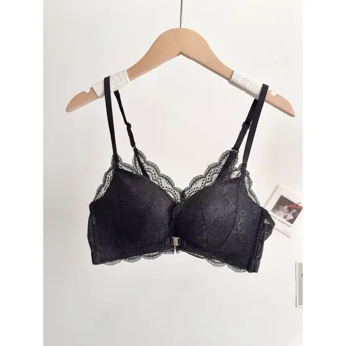 Dámske čipky podprsenka Set s malým hrudníkom, predné uzavretie, bez kostic, elegantný späť, Push-up, spodná bielizeň Soft pre každý deň, veľkosť 32-38AB