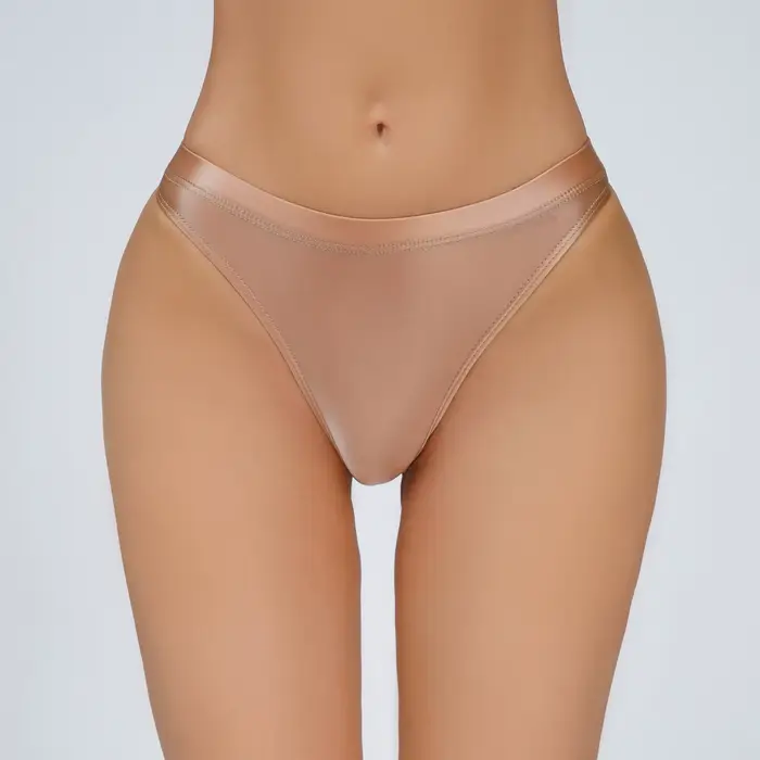 Dámske hodvábne lesklé nízke bikiny nohavičky Priesvitné bez šou spodná bielizeň Sexy jednofarebné bavlnené tangá